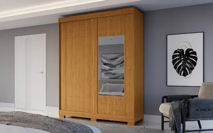 Guarda Roupa Ayla com Espelho, 100% MDF (Novo)