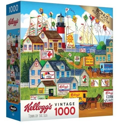 Quebra cabeça RoseArt - Kellogg's - Town by The Sea - 1000 peças