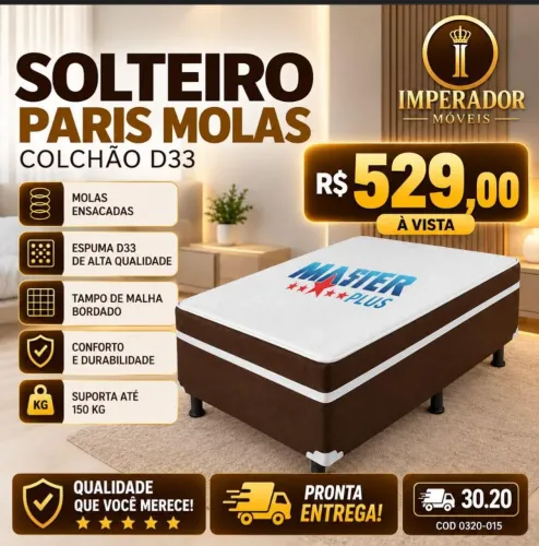 Colchão Solteiro Paris - Molas Ensacadas e Espuma D33