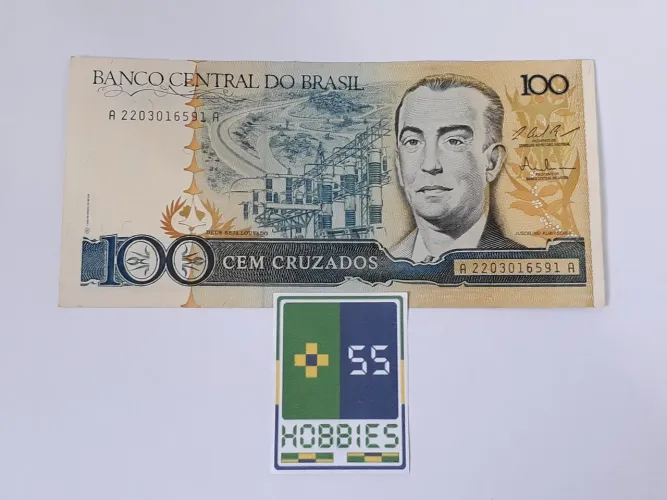 Cédula Dinheiro Antiga 100 Cruzados "Juscelino Kubitschek" 1986-1989 A
