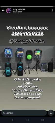 Venda e Locação karaokê/Videokê 5 em 1 e microfones sem fio 