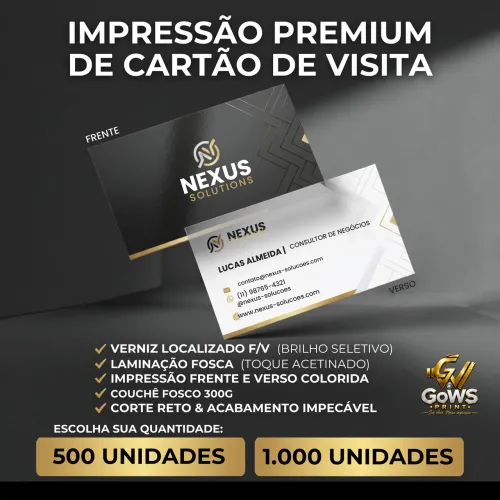 CARTÃO DE VISITA VERNIZ LOCALIZADO 500 OU 1.000