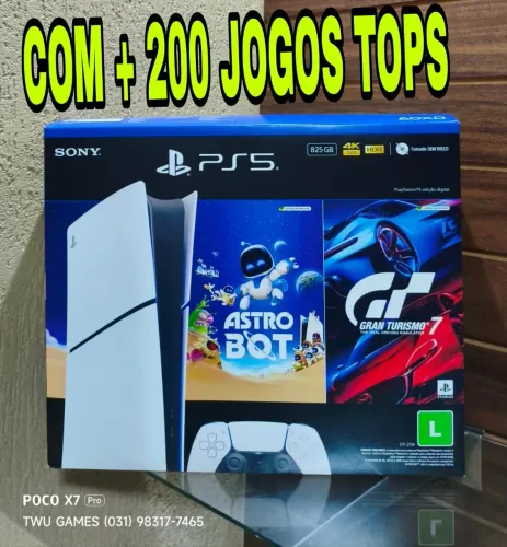 PS5 slim + 200 jogos tops + garantia 