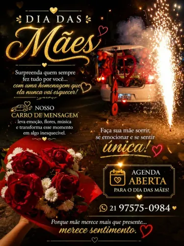 CARRO DE MENSAGEM ESPECIAL PARA O DIA DAS MAES