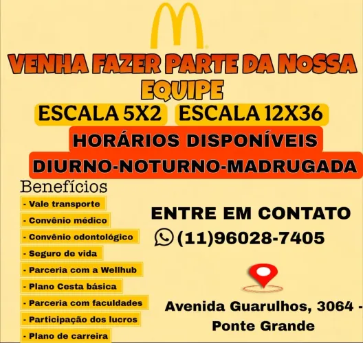 Vagas 5x2 Mc Donalds 