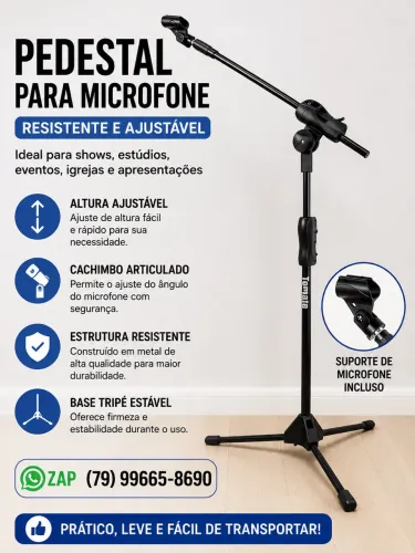 Pedestal Tripé para Microfone