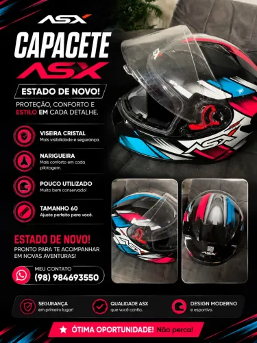 Capacete ASX City Start Azul-Turquesa Brilhante