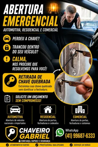 Chaveiro, abertura emergencial.