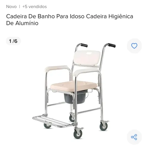 Cadeira de banho para idoso higiênica e de alumínio