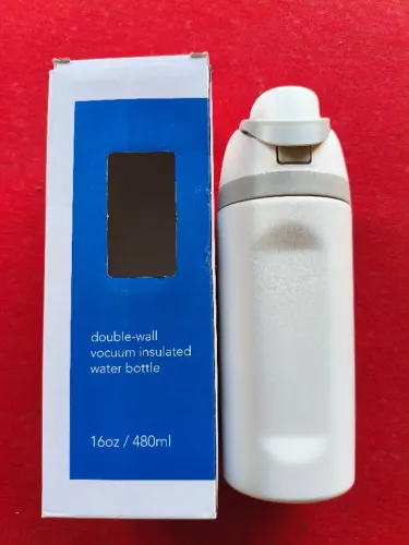 Garrafa Térmica 480ml Inox Parede Dupla (Estilo Owala) - Nova na Caixa