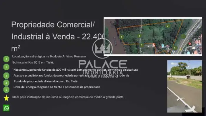 terreno comercial à venda em ponte alta, tietê 22400m²