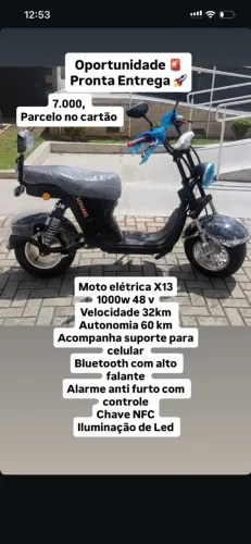 Moto elétrica X13 Nova Zero km 7.000, I Motor elétrica X13K 5800 ZERO KM NOVA