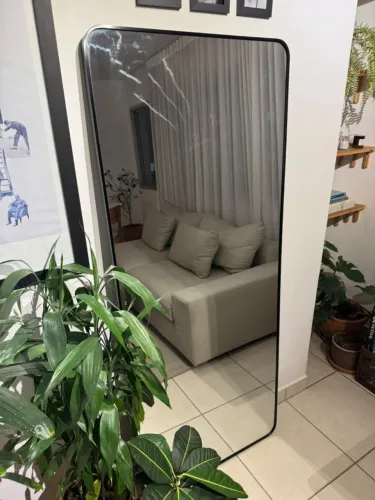 Espelho com borda em alumínio - Piso e Parede - 170 x 70 cm