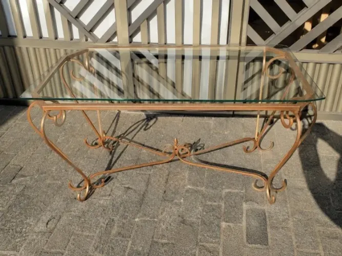 Mesa de Ferro com Tampo de Vidro Alto Padrão