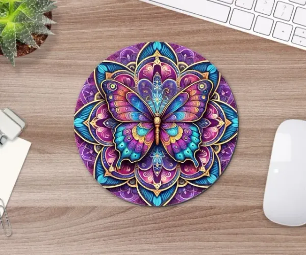 Mouse Pad Mandala Borboleta 19cm
