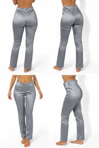 Calça feminina cinza tecido importado grosso com strech 