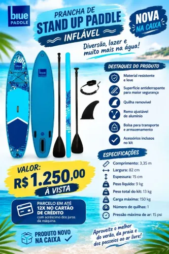 Prancha de stand UP azul inflável