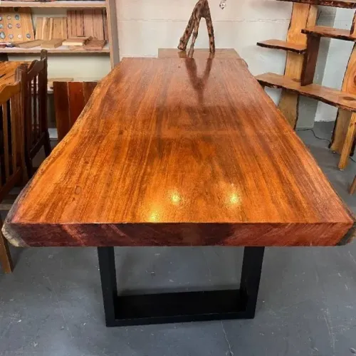 Mesa De Jantar Rustica , Linha Titan, Madeira Angelim Pedra, 200x85x6