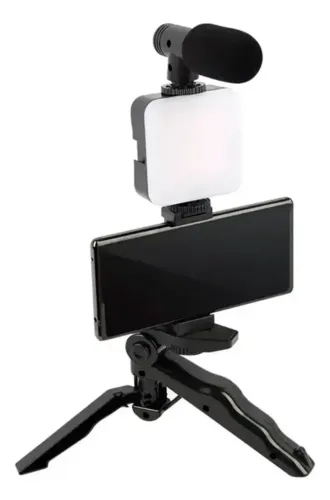 Kit Vlog Com Tripe E Luz Led Para Smartphone, Ac401, Multi