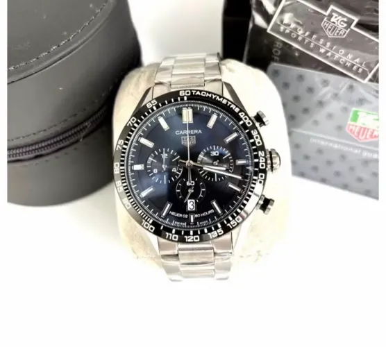 Relogio Tag H. Carrera Aço - 43mm - Safira - Aço904l - Prem AAA+ - Todo funcional