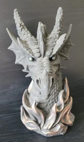 Busto de Dragão Decorativo em Gesso 30 cm