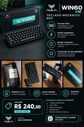 Teclado Mecânico Aula Win60he