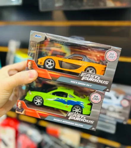Kit Velozes e Furiosos Jada Toys  Mazda RX-7 Han e Mitsubishi Eclipse
