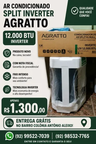 AR CONDICIONADO SPLIT 12000btus AGRATTO INVERTER NOVO LACRADO COM NOTA