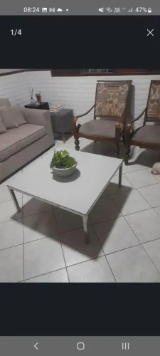 Mesa de centro em inox/vidro c/entrega a