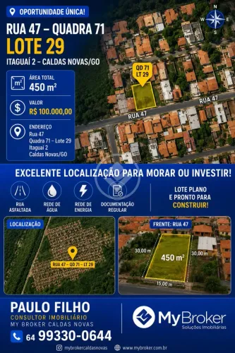 LOTE À VENDA ITAGUAÍ 2 | CALDAS NOVAS/GO codigo: 354463