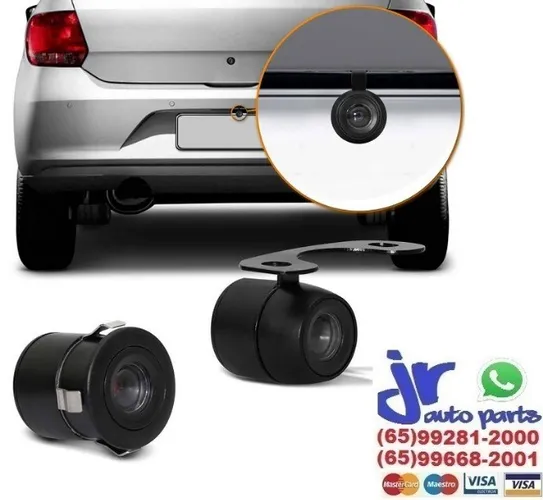 Câmera de Ré Universal Gol 2 em 1 Borboleta com Kit Instalação