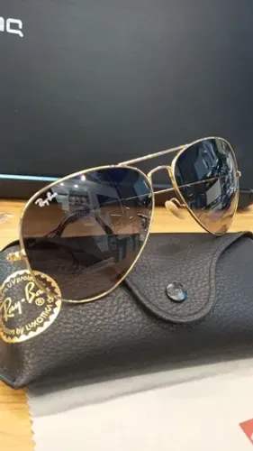 Óculos aviador metal dourado Ray-Ban original