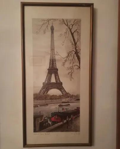 ORTIZ ALFAU- Paris Torre Eiffel Impressão litográfica 56x27
