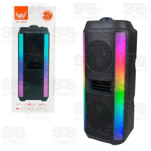 Caixa De Som 30W Bluetooth/TWS/FM Com Luzes RGB 