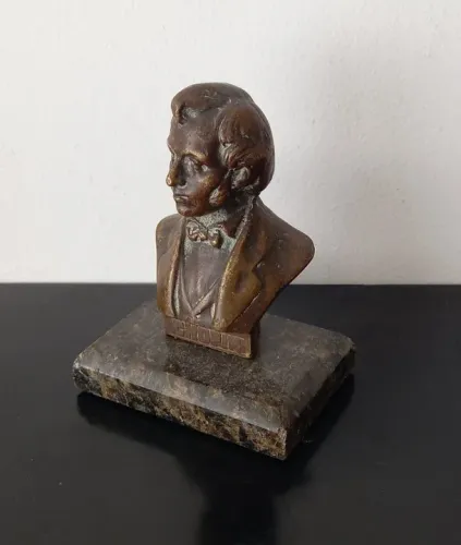 Escultura bronze - Busto de chopin - 13,5 cm
