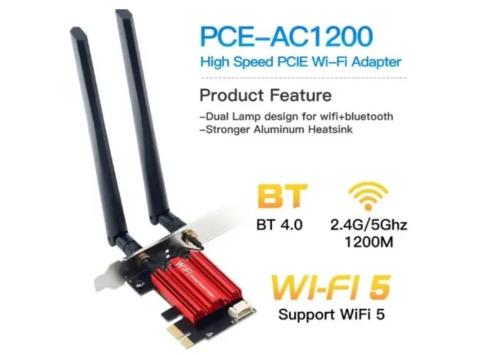 Placa de rede adaptador sem fio PCI-E, Wi-Fi 5, AC1200, banda dupla, 2.4G, 5GHz COD-AM600 