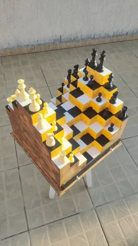 Tabuleiro Xadrez Artesanal 3D