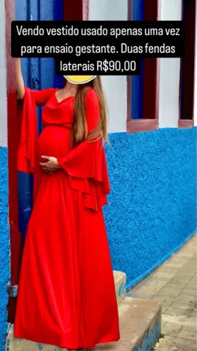 Vestido de Gestante Vermelho - Usado uma Vez