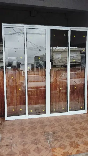Porta balcão de correr 210x160 largura direto da fábrica alumínio branco com puxador 