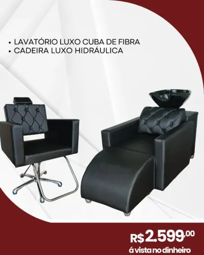 Conjunto cadeira e lavatório para salão