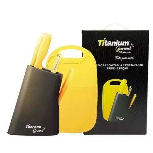 KIT FACAS COM TABUA E PORTA FACAS PRIME - 07 PEÇAS