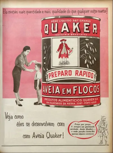 Cartaz propaganda lata  aveia quaker 