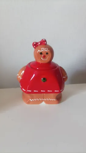 Açucareiro boneco de gengibre natalino. 