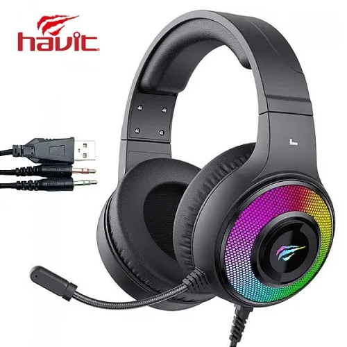 Headset Gamer Conexão 2xP2 + USB RGB, 3.5mm, Drivers de 50mm, Preto - Havit H2042D