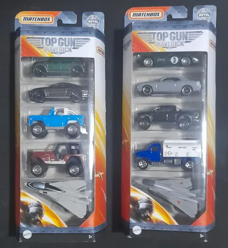 2 Kit Matchbox Top Gun Maverick mes fab da Hot Wheelsck com 5 unidades cada