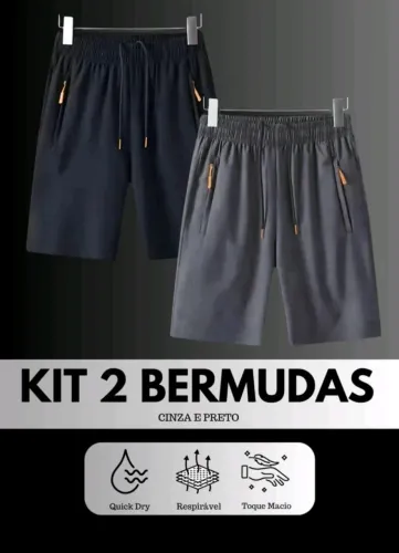 Kit 2 Bermudas - Cinza e Preto