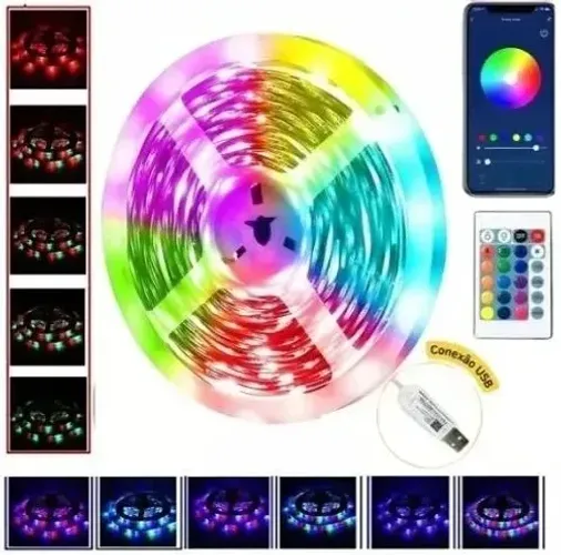 Fita Fio de Led 10 metros Luz de Cobre RGB USB com Bluetooth