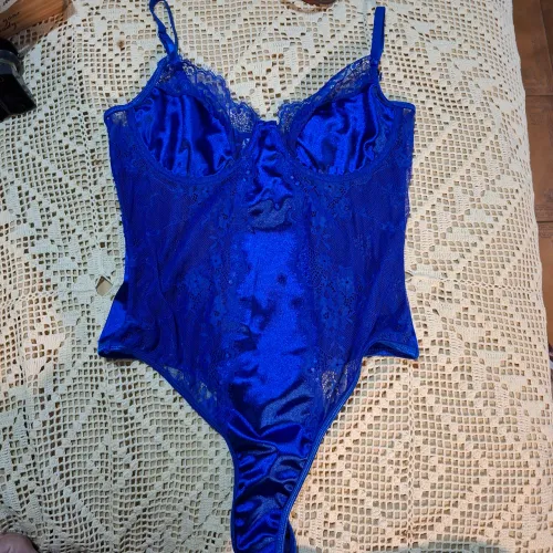 Body Espartilho Azul com Renda