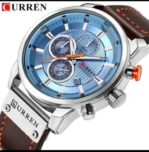 Relógio Curren Original Esportivo Azul Cronógrafo 