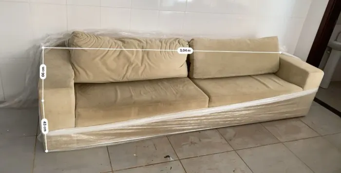 Sofá Tecido Suede Bege